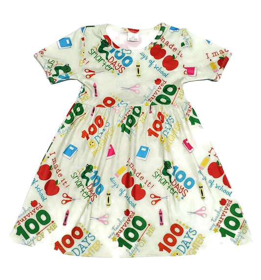 100 Days of School Short Sleeve Milk Silk Dress